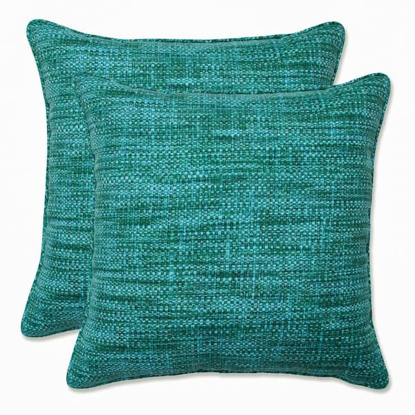 Pillow Perfect Solid Blue Square Outdoor Square Throw Pillow 2-Pack