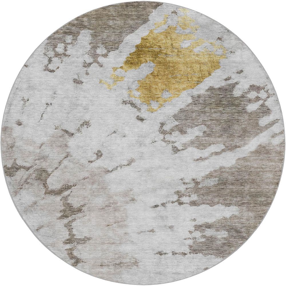 Dream Shag Premium Machine Washable Abstract ADS614 Taupe 8 ft. x 8 ft. Round Rug price history on PriceWatchPro
