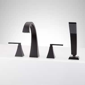 Vilamonte 2-Handle Tub Deck Mount Roman Tub Faucet with All Mounting Hardware in Matte Black