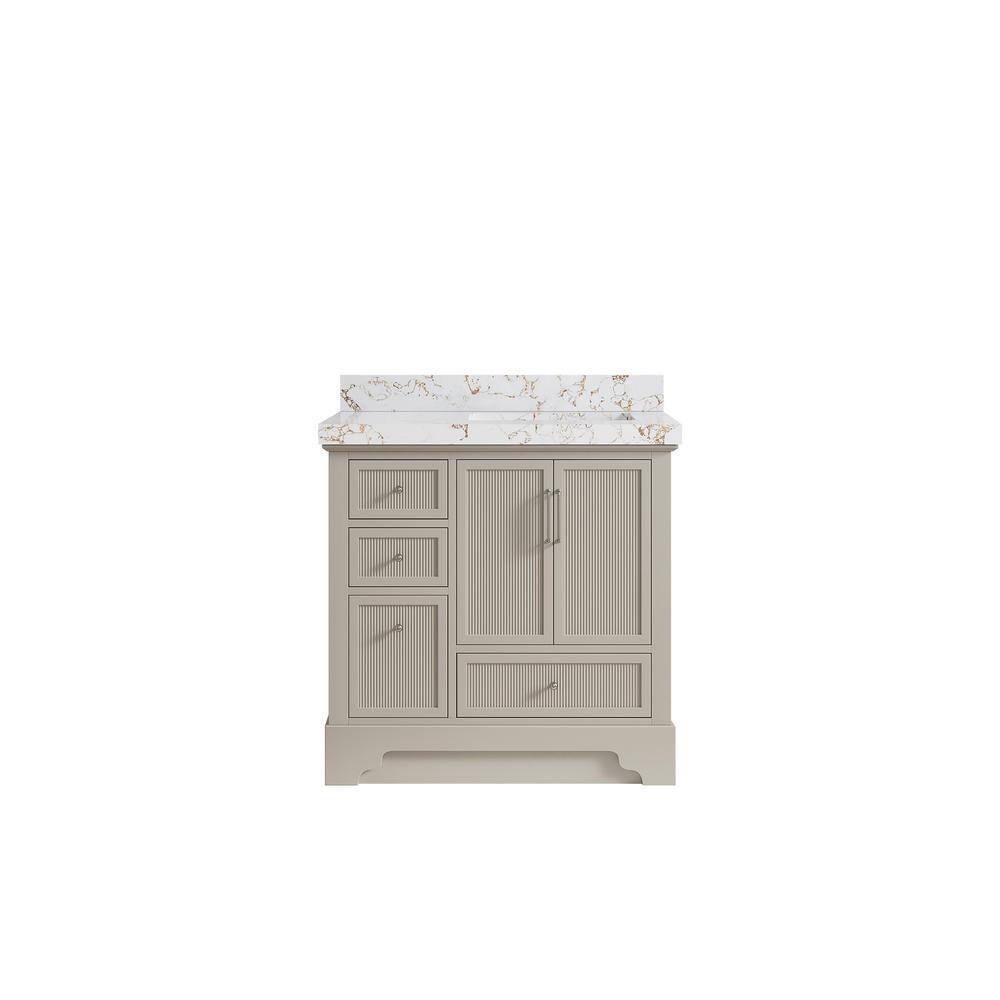 Alys 36 in. W x 22 in. D x 36 in. H Right Offset Single Sink Bath Vanity in Fine Grain with 2 in. Viola Gold qt Top price history on PriceWatchPro