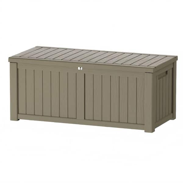 Light Brown Resin Outdoor 120 Gallon Large Deck Box