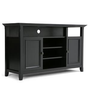 Amherst Solid Wood 54 in. Wide Transitional TV Media Stand in Black for TVs Upto 60 in.