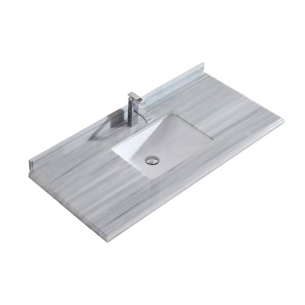 Laviva 48 in. W x 22 in. D Marble Vanity Top in White Stripes with White Rectangular Single Sink