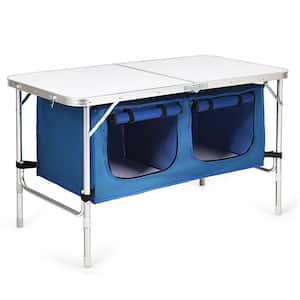 Blue Aluminum Adjustable Camping Table