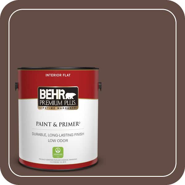 BEHR PREMIUM PLUS 1 gal. #PPU3-20 Cinnabark Flat Low Odor Interior Paint & Primer