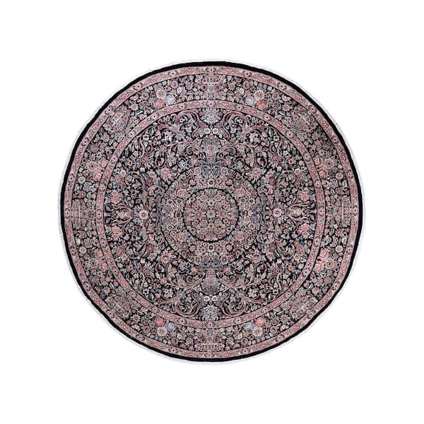 Solo Rugs One-of-a-Kind Traditional Black 8 ft. x 8 ft. Hand Knotted Oriental Area Rug