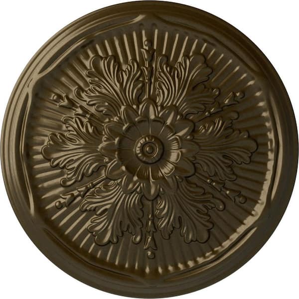 Ekena Millwork 21" x 2" Luton Urethane Ceiling Medallion (Fits Canopies upto 3-1/2"), Brass