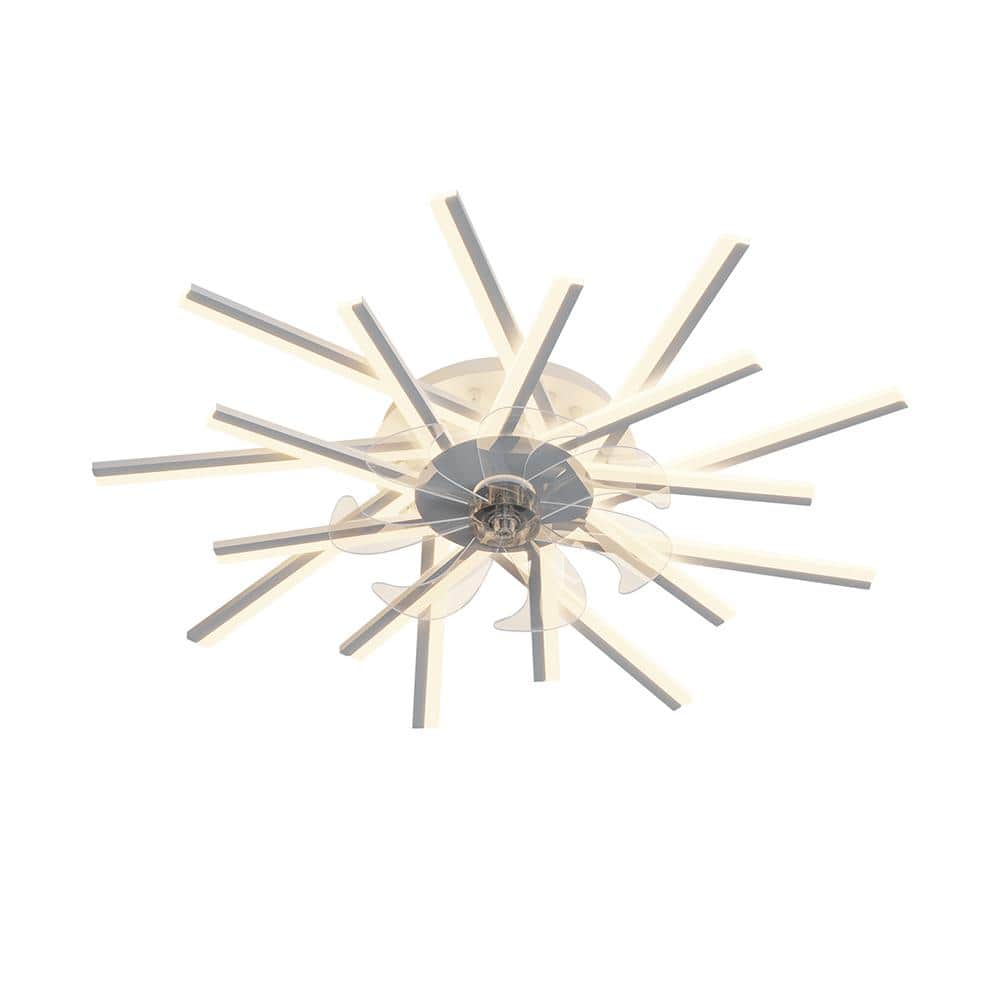 36 in. Indoor White Ceiling Fan with Light, Flush Mount Ceiling Fan with Re