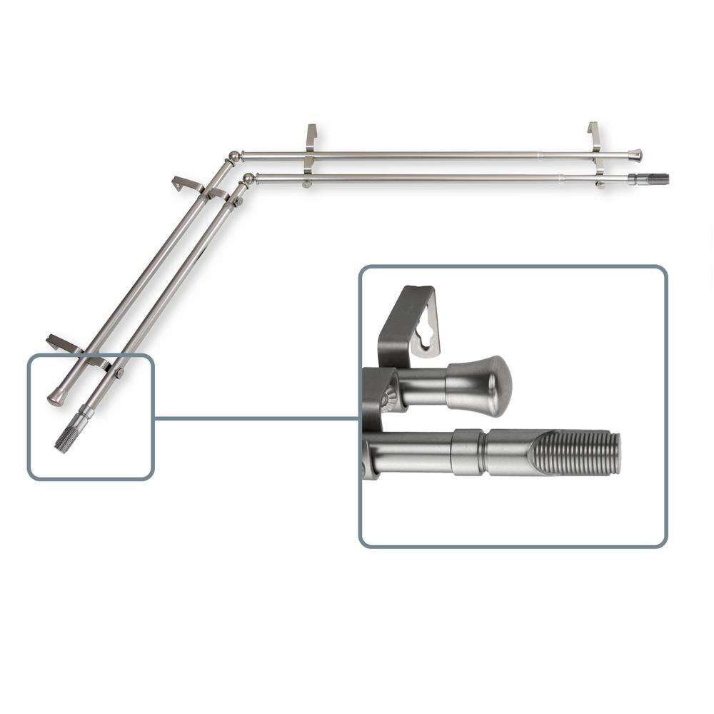 28 in. to 48 in. Adjustable 13/16 in. Corner Window Double Curtain Rod in S
