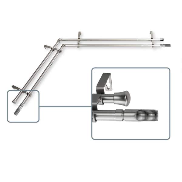 Unbranded 66 in. to 120 in. Adjustable 13/16 in. Corner Window Double Curtain Rod in Satin Nickel with Witz Finials