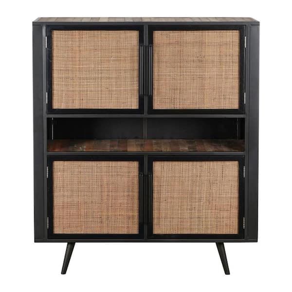HomeRoots Amelia Natural Clear Coat Accent Cabinet with Interior Shelves
