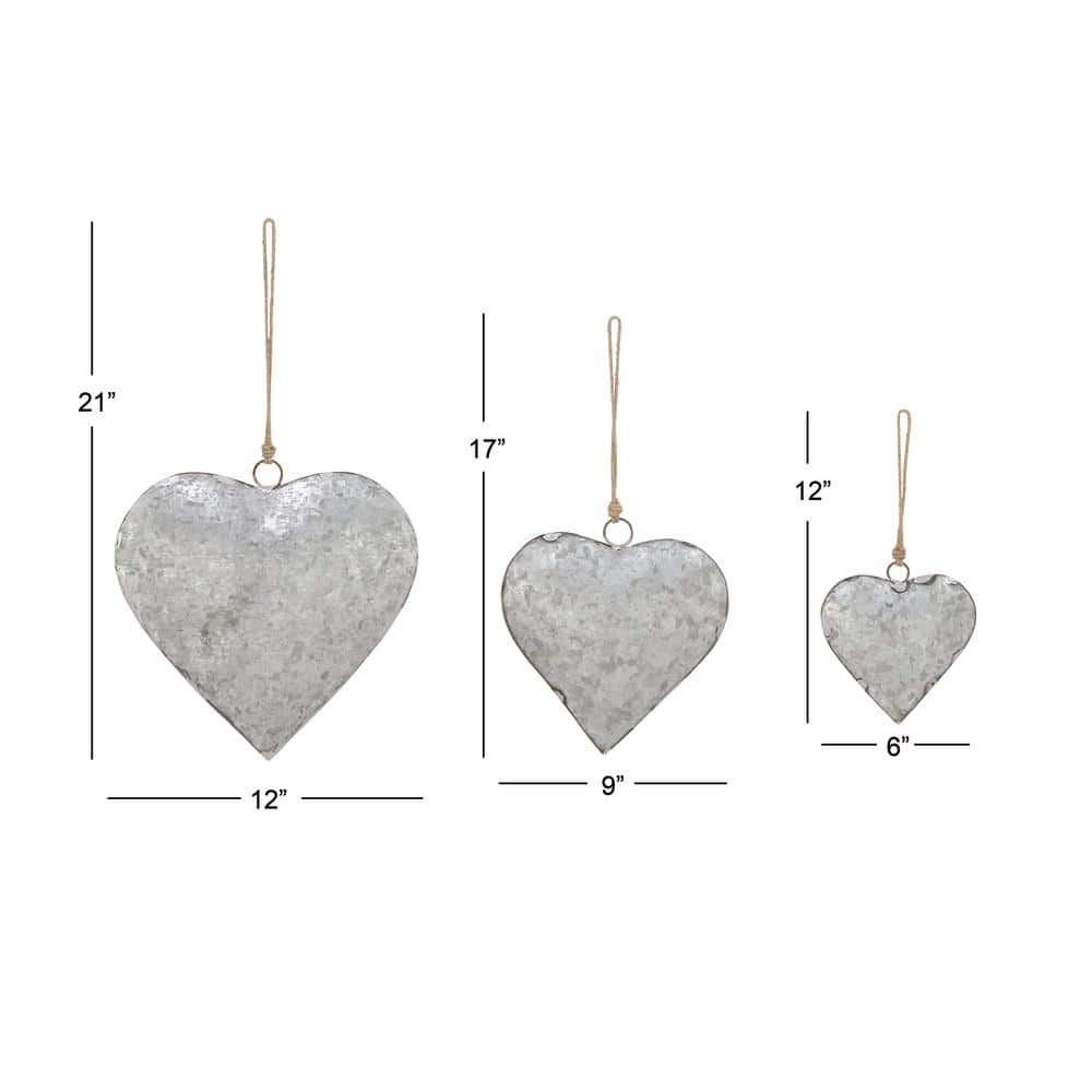 Gray Iron Heart-Shaped Rustic Wind Chimes with Jute Rope Hangers