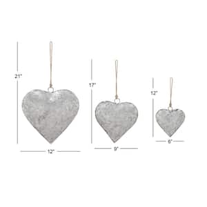 Silver Metal Heart Decorative Bell with Hanging Rope (3- Pack)