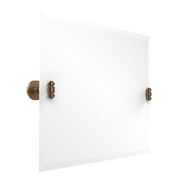 Allied Brass South Beach Collection 26 in. x 21 in. Rectangular Landscape Single Tilt Mirror with Beveled Edge in Brushed Bronze