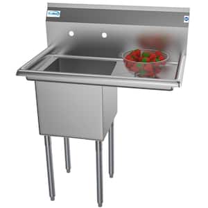 33 in. Freestanding Stainless Steel 1 Compartment Commercial Sink with Drainboard