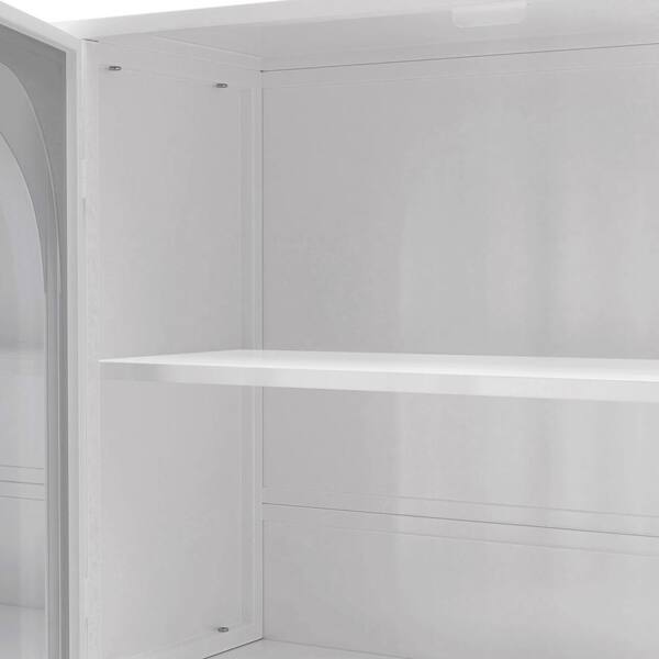 47.25 in. W x 9.05 in. D x 27.55 in. H Metal Upper Wall-mounted Kitchen Cabinet in White with Glass Doors