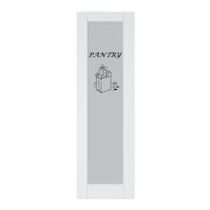 24 in. x 80 in. 1 Lite Tempered Frosted Glass White Primed MDF Wood Interior Door Slab with Pantry Sticker