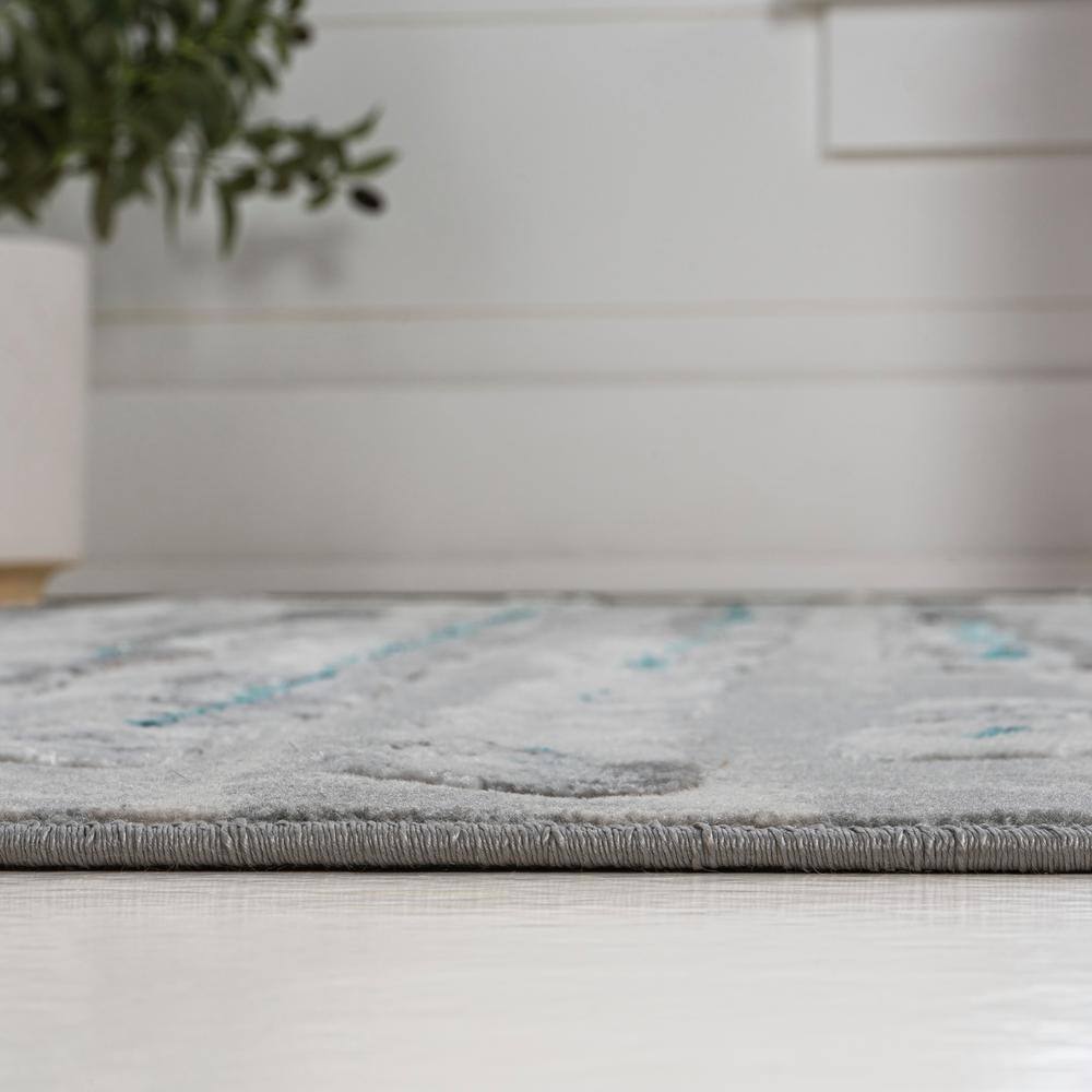 Gray and Turquoise Synthetic Stripe 3'x5' Area Rug
