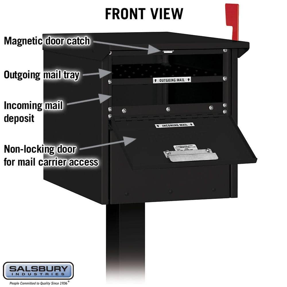 Extra Large Black Aluminum Lockable Pedestal Mailbox