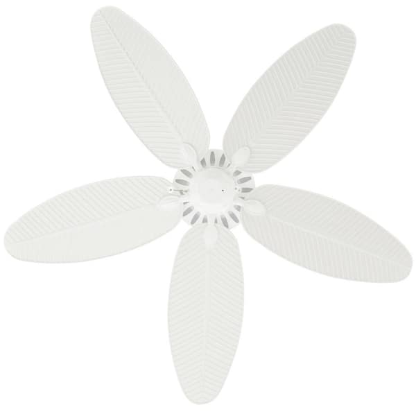 Cruise 52 in. Wet Rated Coastal Outdoor White Ceiling Fan with White Palm Leaf Blades and Pull Chain