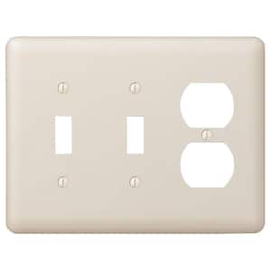 Declan 3 Gang 2-Toggle and 1-Duplex Steel Wall Plate - Almond