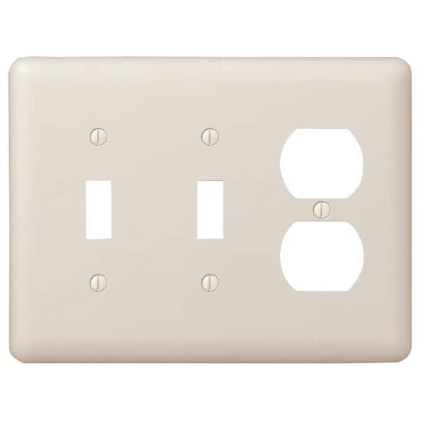 AMERELLE Declan 3 Gang 2-Toggle and 1-Duplex Steel Wall Plate - Almond