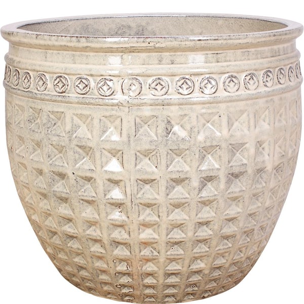Unbranded 18.5 in. Beige White Ceramic Kairos Coin