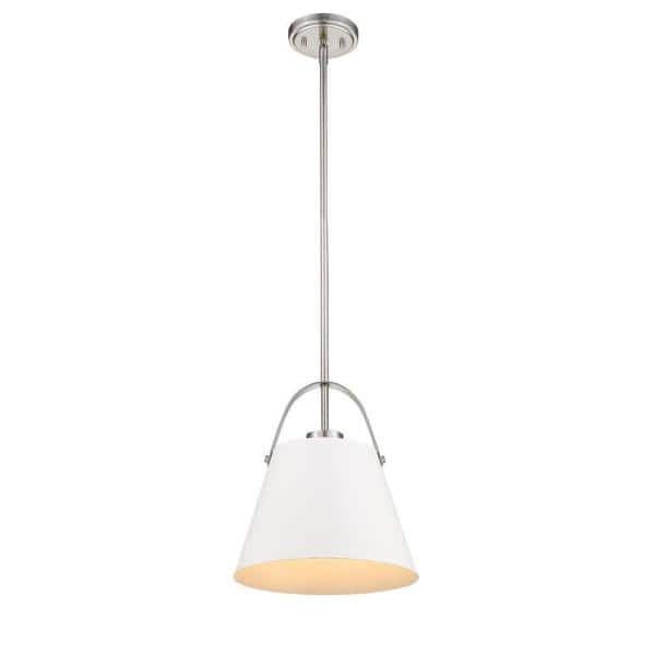 Matte White and Brushed Nickel Contemporary 1-Light Pendant