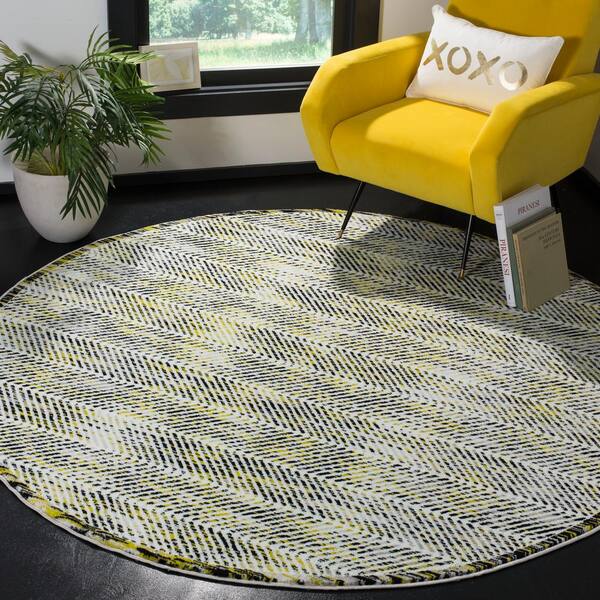 7 Ft Round Border Area Rug Sky194g 6r, Gray And Green Rug