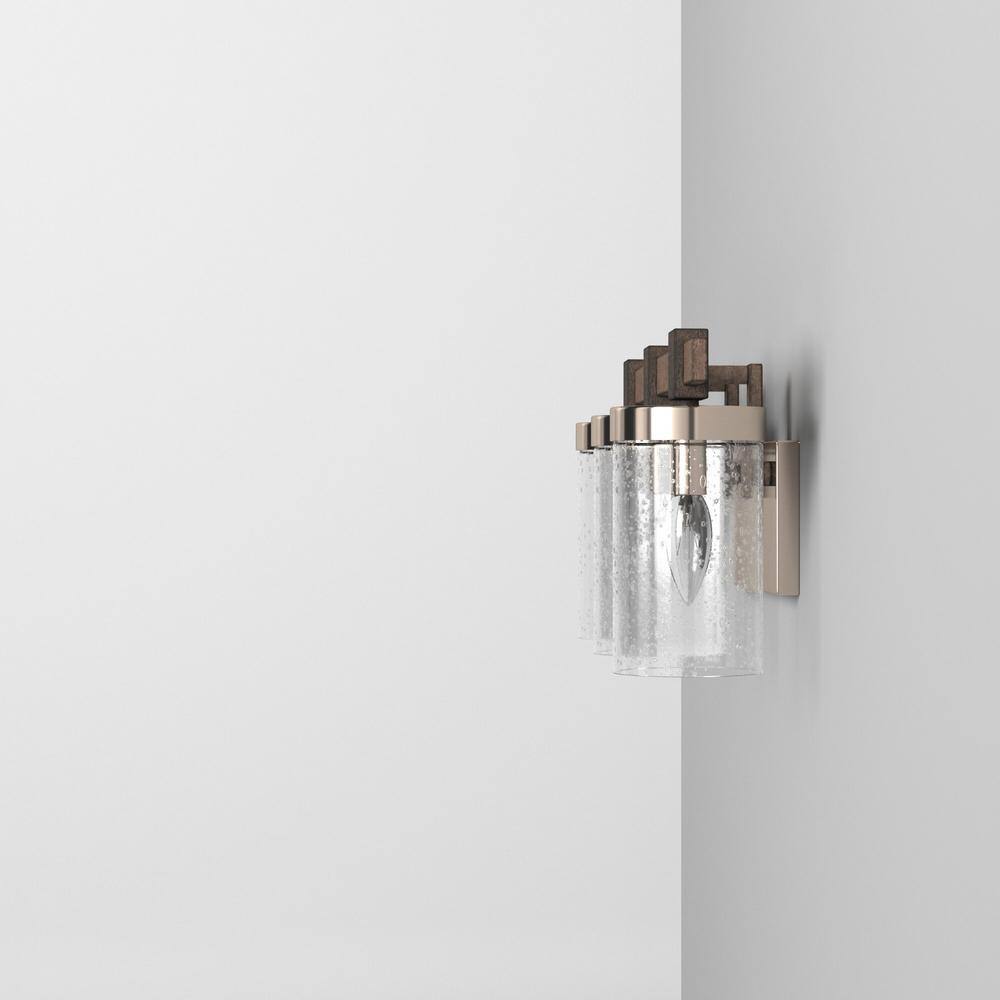 Stone Grey Brushed Nickel 3-Light Seedy Glass Vanity Light