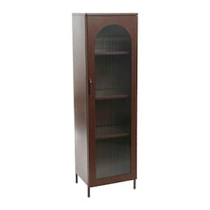 Solstice Metal Cabinet with Arched Glass Door in Brown