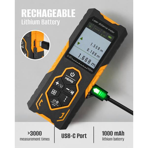 MYWISH 656 ft. Bidirectional Laser Distance Measure with Multi