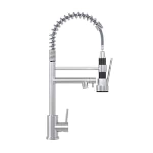 Single Handle Wall Mount Standard Kitchen Faucet in Brushed Nickel