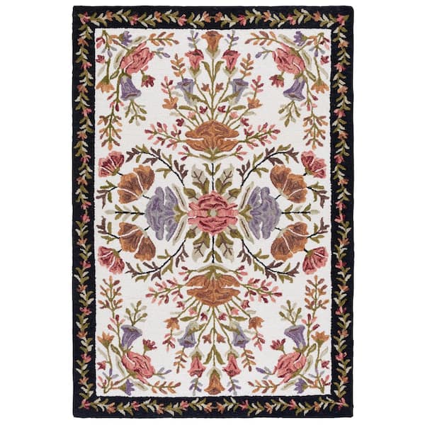 Jardin 5 ft. x 8 ft. Ivory/Black Floral Area Rug