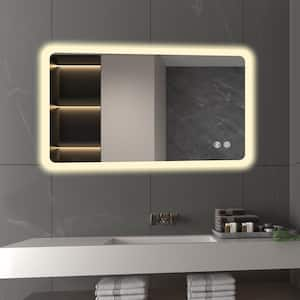 24 in. W x 40 in. H Rectangular Frameless with LED Anti-Fog and Lighted Wall Mirror Bathroom Vanity Mirror in Sliver