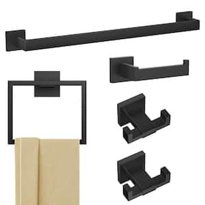 5-Piece Bath Hardware Set with Mounting Hardware in Black