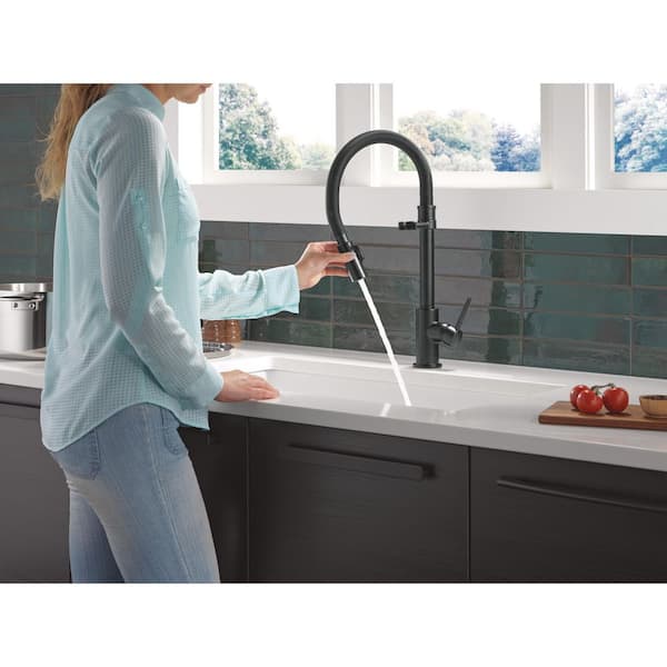 Delta Trinsic Spring Spout Matte Black 19.63 in. H Pull Down