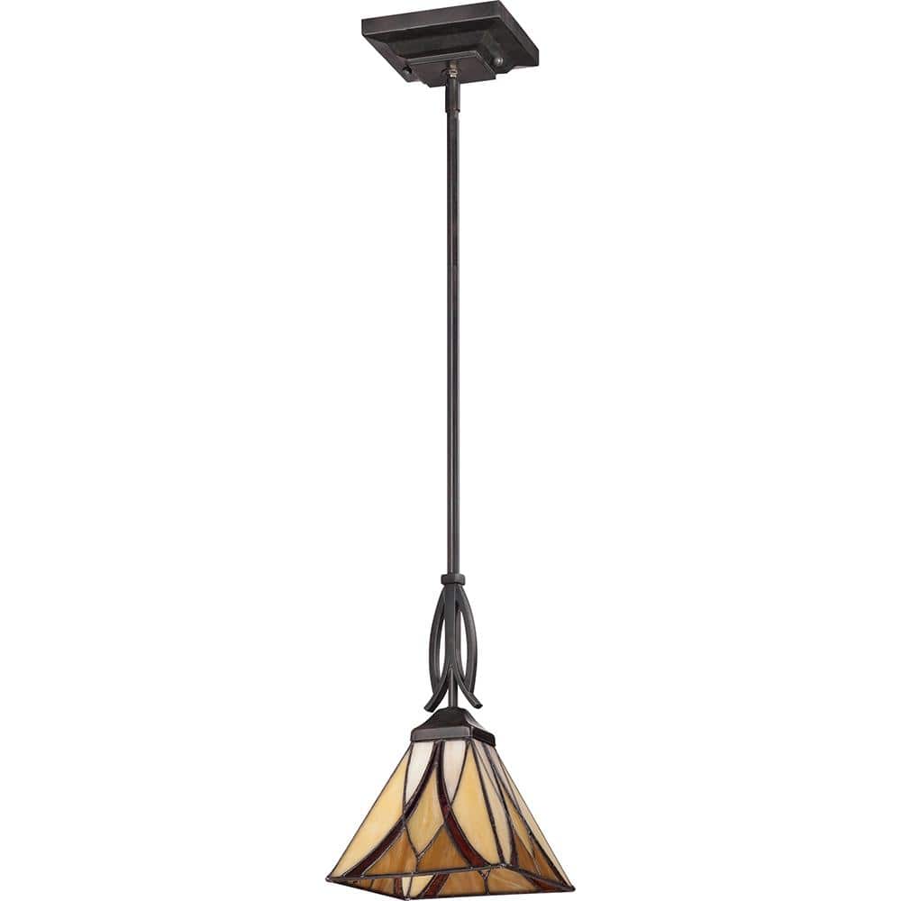 Asheville Valiant Bronze Tiffany Glass Mini Pendant Light