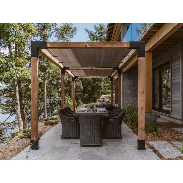 TOJA GRID 8 ft. L x 24 ft. W Double Pergola Kit with 2 White Shade