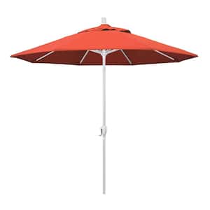 9 ft. Aluminum Market Push Tilt - M White Patio Umbrella in Sunset Olefin