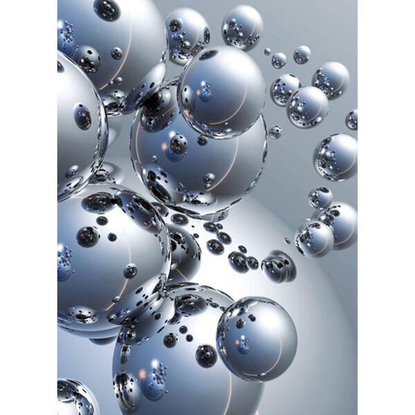 Ideal Decor 100 in. x 72 in. Silver Orbs Wall Mural