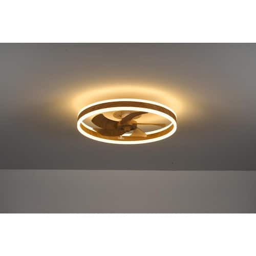 20 in. Farmhouse White Indoor LED Ceiling Fan with Smart APP Remote Control Flush Mount Ceiling Fan Painted Oak Blades Lighting