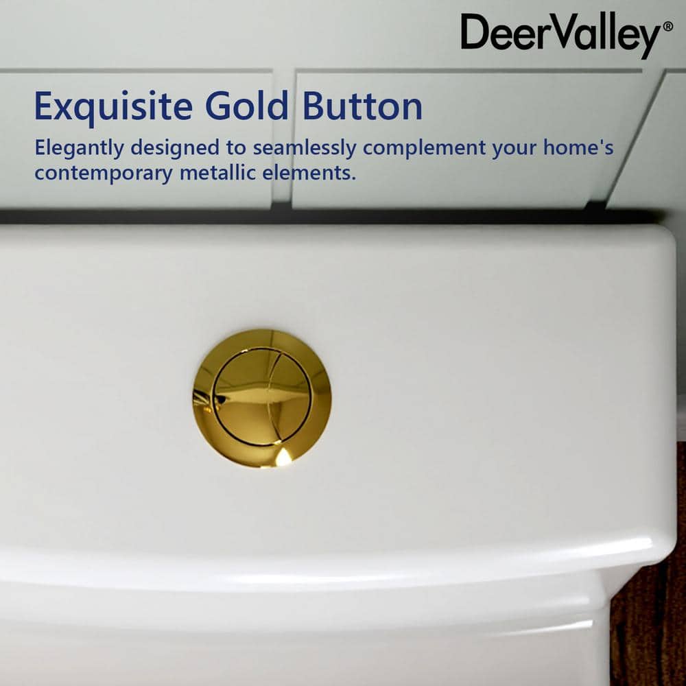 Liberty White and Gold Compact Dual Flush Toilet with Skirted Design