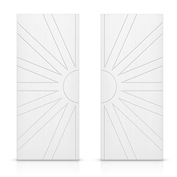 CALHOME 72 in. x 96 in. Hollow Core White Stained Composite MDF Interior Double Closet Sliding Doors