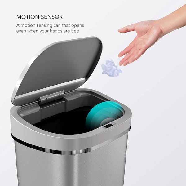 NINESTARS 21.1 Gal. Motion Sensor Garbage Trash Can w/Manual Mode
