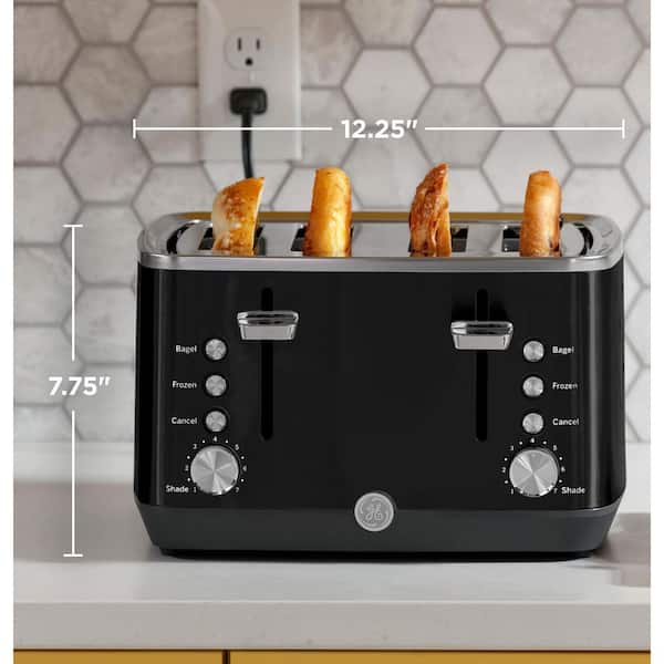 GE 4-Slice 1500 watt Black Toaster with 7 Shade Settings