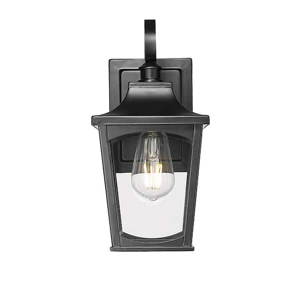 Millennium Lighting Curry 1-Light 6 in. Wide Powder Coated Black Outdoor Wall Lantern with Clear Glass