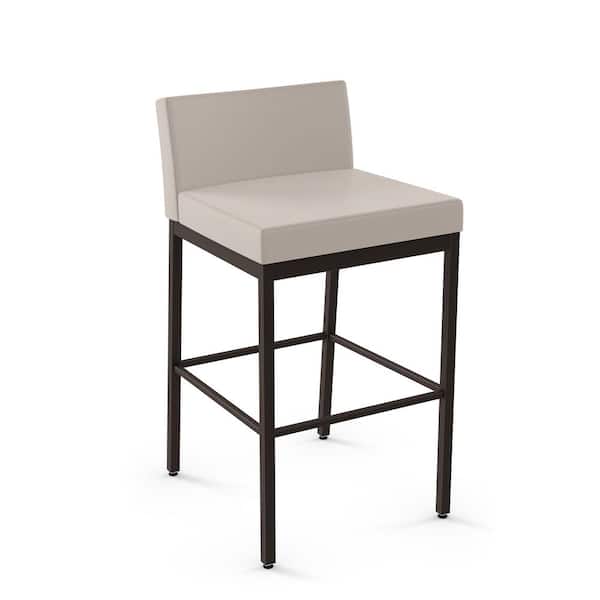 Fairfield Plus 26 in. Cream Faux Leather/Dark Brown Metal Counter Stool