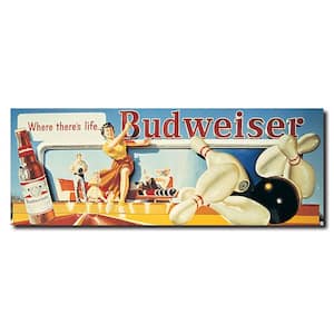 14 in. x 30 in. Budweiser Vintage Bowling Ad Canvas Art