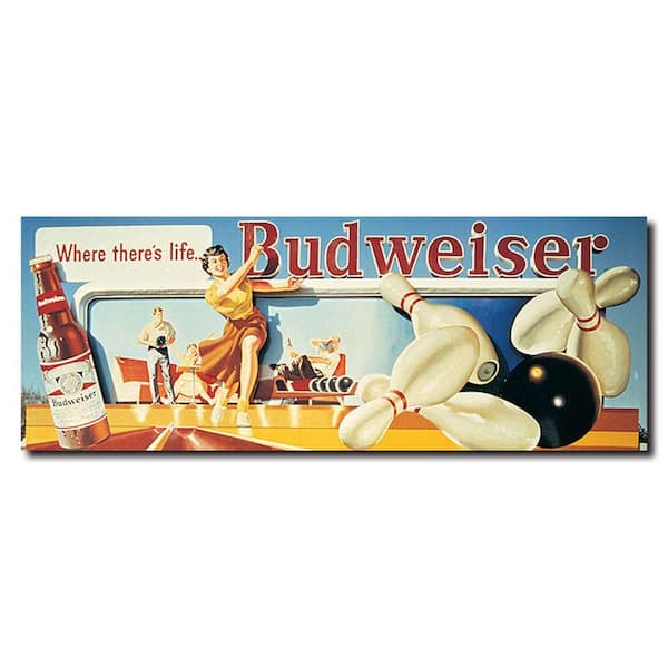 Trademark Fine Art 14 in. x 30 in. Budweiser Vintage Bowling Ad Canvas Art